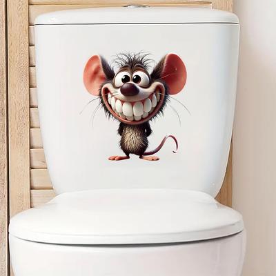 Funny Laughing Cartoon Mouse Self Adhesive Toilet Sticker for Bathroom Wall Decor