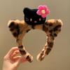 Cartoon Plush Kt Cat Headband For Women Girls Cute Anime Leopard Print Hair Hoop Kawaii Versatile Hair Accessories Gifts