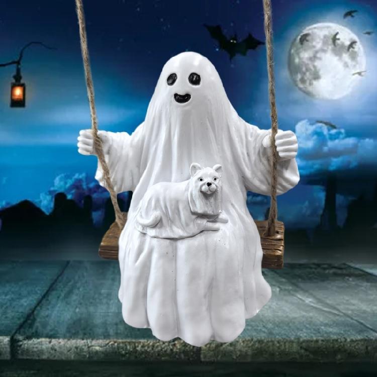 Halloween Resin Specters Swinging Charm Resin Swing Specters Figure Halloween Hanging Decors for Kids Family Enjoyment