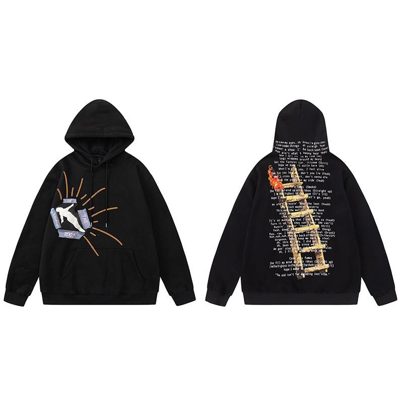 Unisex Oversized Drop Shoulder Hoodie Pants Set With Graffiti Print Cotton Blend Winter Casual Loungewear