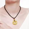 Pixiu Golden Peace Buckle Pendant Necklace with Black Lanyard for Men and Women