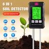 6 In 1 Soil Tester Fertility Moisture Temp Humidity Sunlight PH Meter Soli Detector Analyzer for Pot Planting Greenhouse Garden