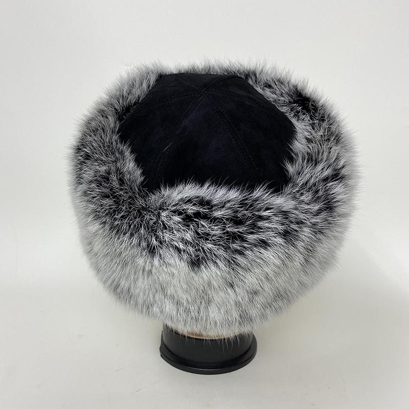 New Fashionable Fur Caps Real Rabbit Fur Hats For Women Warm Russian Winter Hat Rabbit Fur Cap Brimless Melon Cap Beanies ForMen