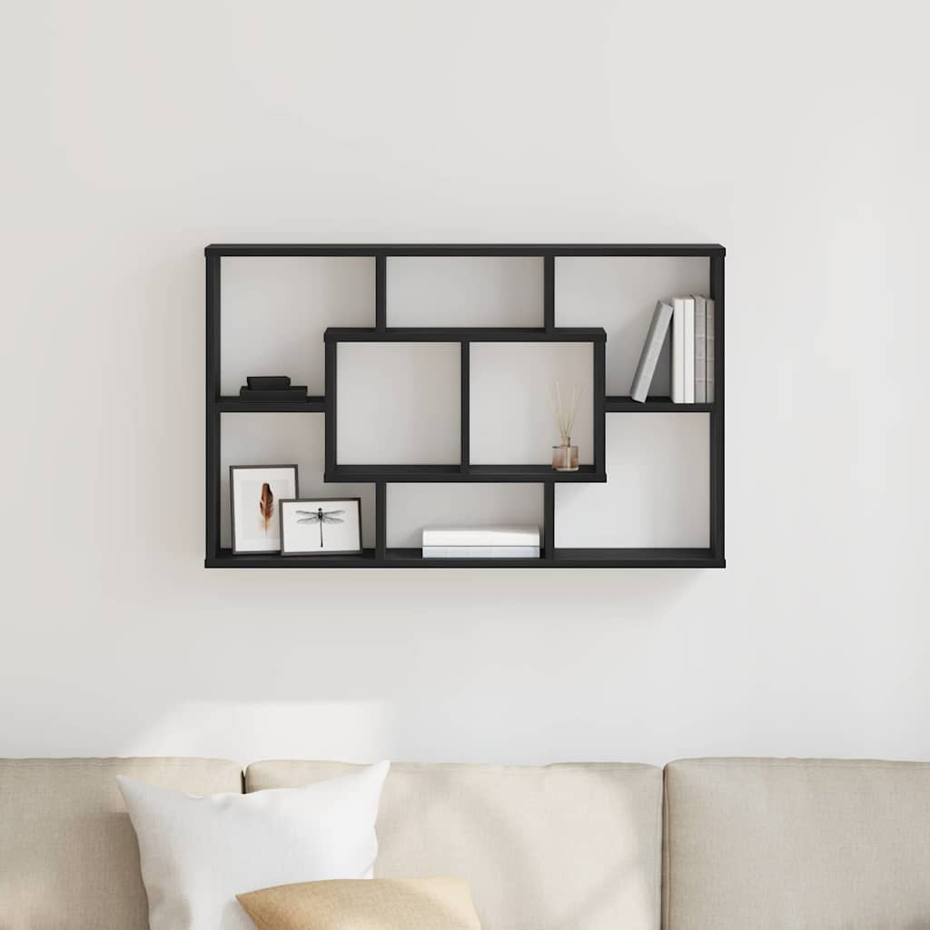 Wall Shelf Black Oak Look 85 x 16 x 52.5 cm Engineered Wood