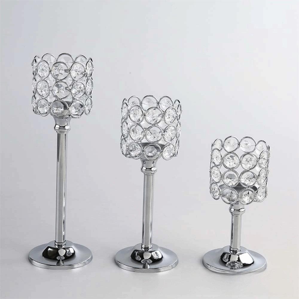 Metal Wrought Iron Candlestick Romantic Craft Candelabra Crystal Candle Holder  Candlelight Dinner