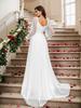 Elegantes Abendkleid mit langen Ärmeln aus Spitze Hochzeits- und Bankettkleid