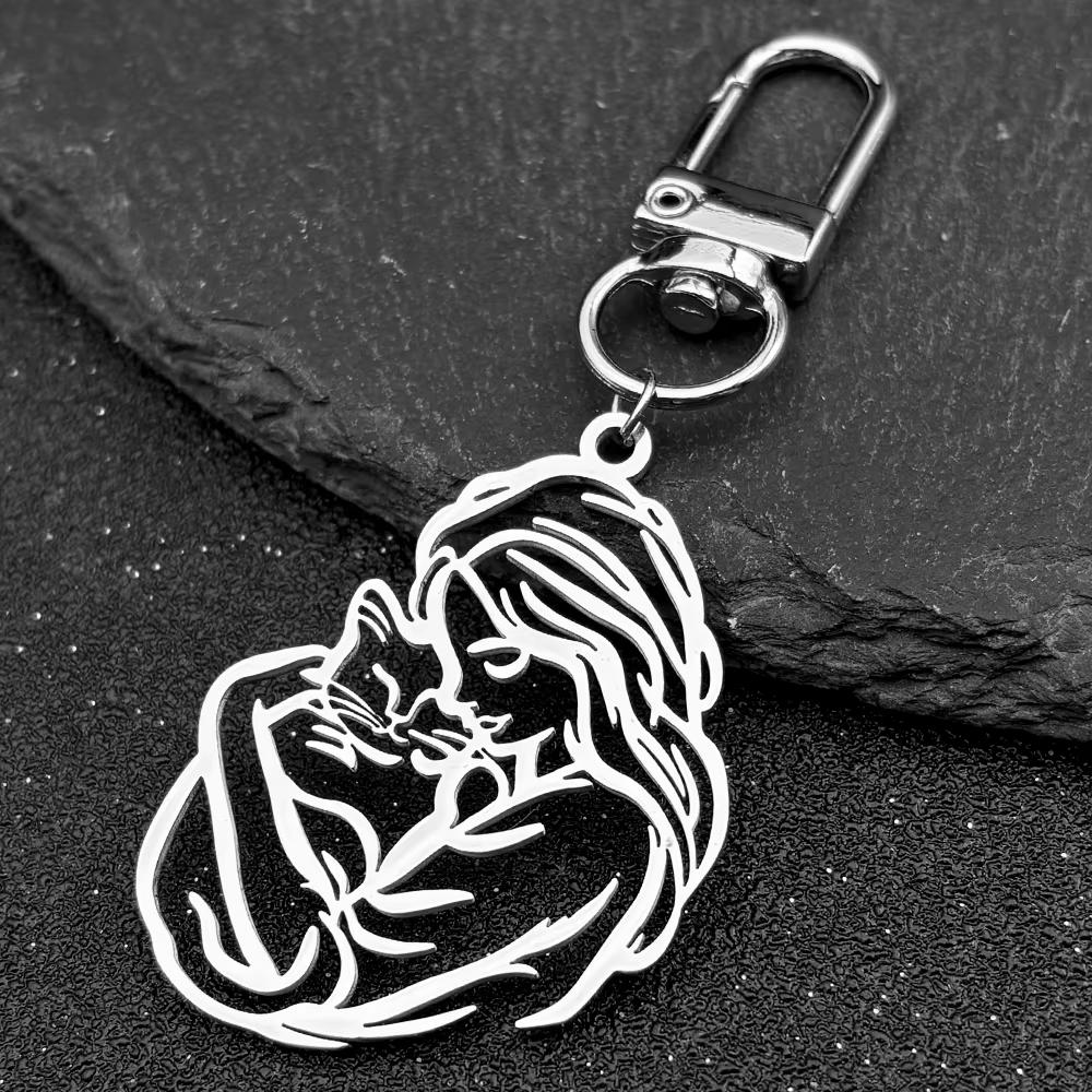 Women Hug Cat Pendant Necklace For Men Stainless Steel Gold Silver Color Hollow Kitty Female Love Pet Peace Chain Jewelry