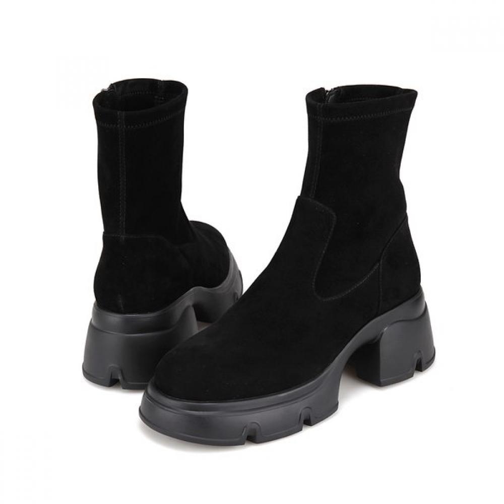 Barbara Suede Lambskin Stretch Ankle Boots Black Bbi830bk