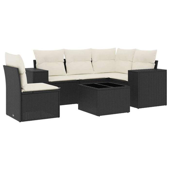 VidaXL Garden Lounge Set with Cushions 6 Pcs, Patio Sofas, Patio Furniture Set, Outdoor Furniture, Black 3222585