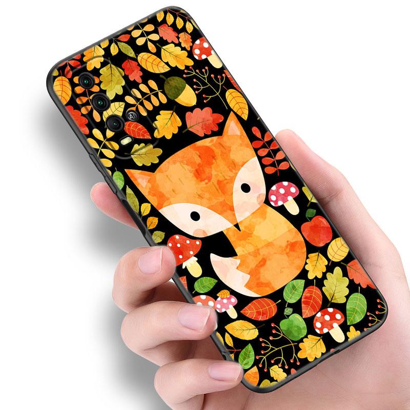 Cute Cartoon Fox Phone Case For Xiaomi Redmi Note 5 6 9T K20 K40 K50 Pro 7A 8A 9A 9C 9i 10A 10C A1 S2 Soft TPU Black Cover