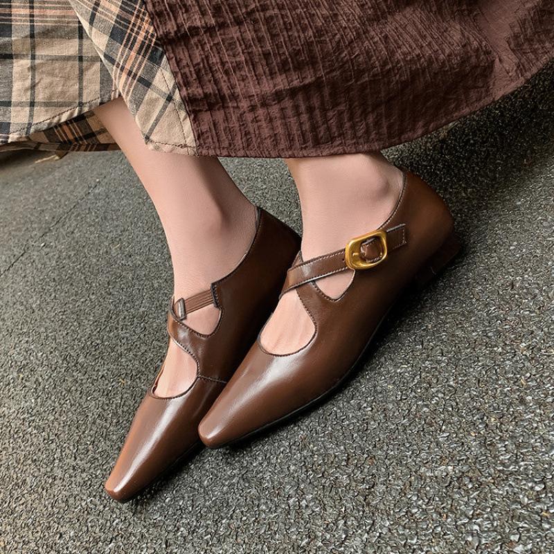 New leather fashion single shoes non-slip soft sole pointed black single low-top shallow-mouth sheepskin women's shoes four-season small leather shoes