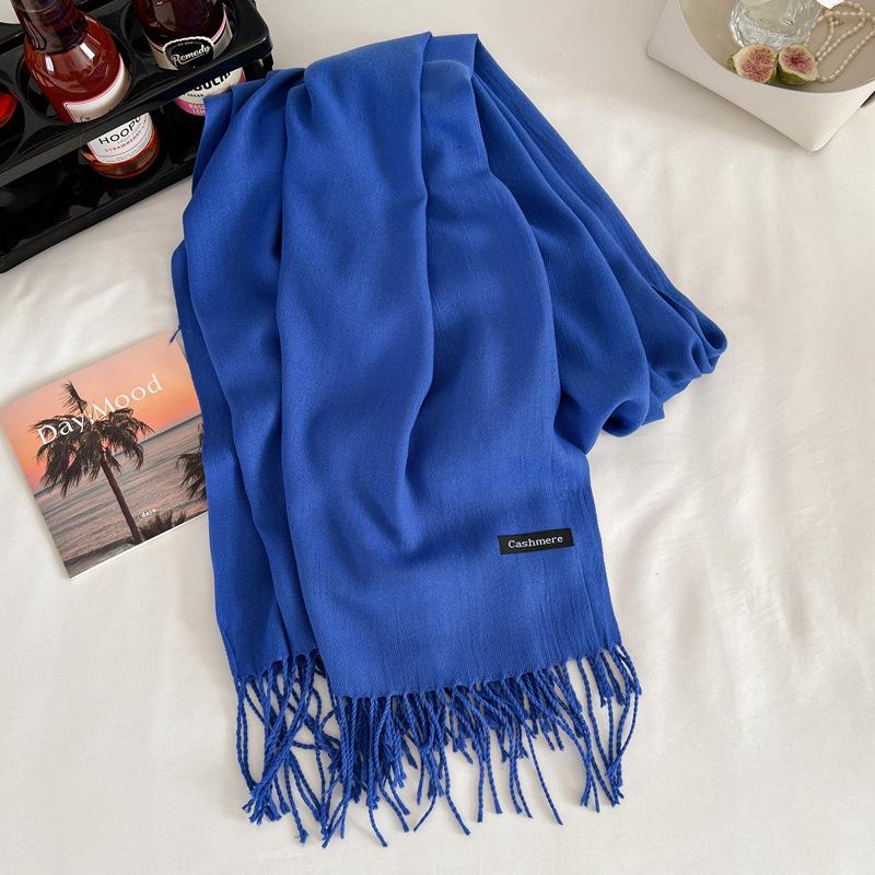 Green winter new solid color imitation cashmere scarf versatile gift men's and women's shawl tide