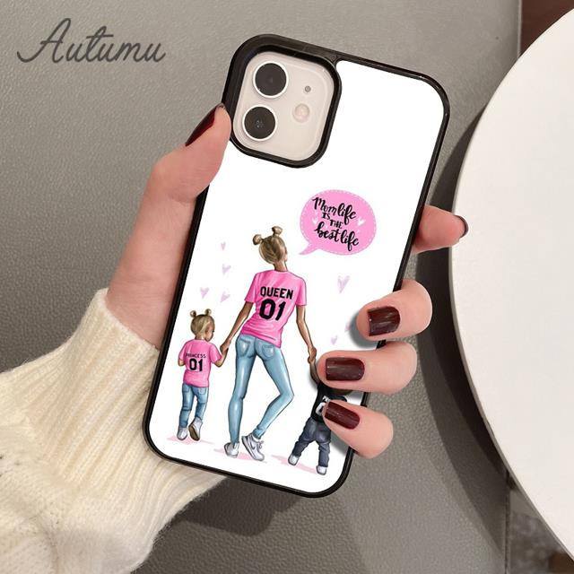 Dziecko mama mama matka dziewczyna królowa etui na telefon iPhone 11 12 13 14 Pro Max mini XR XS SE 2020 7 8 Plus Samsung S21 S22 shell