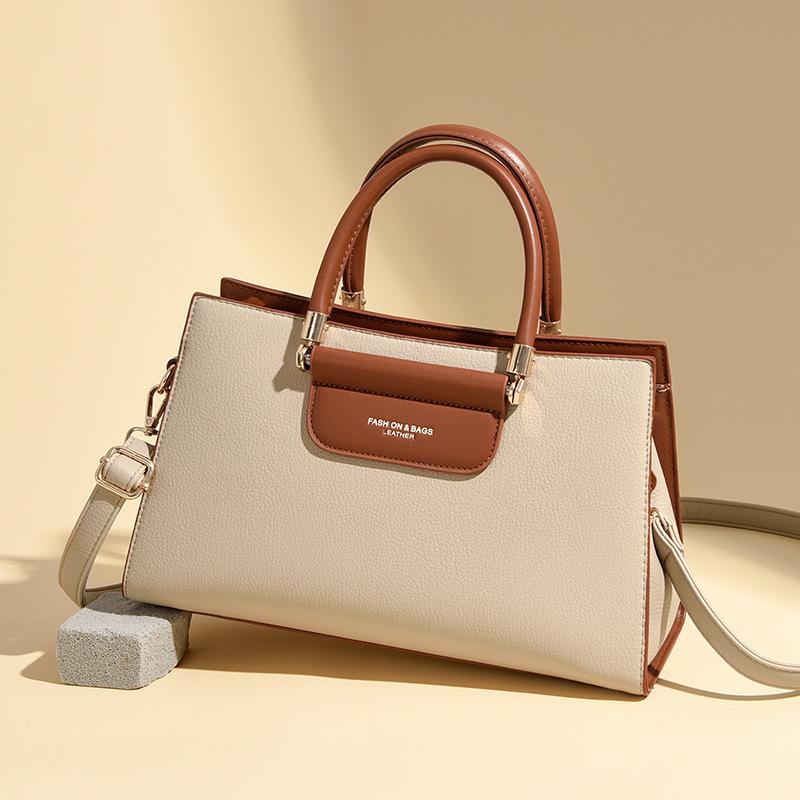 2026 Handbag New Fashionable Large Capacity Tote Bag Simple Contrasting Color Versatile Bag Daily Commuting Women's Shoulder Bag