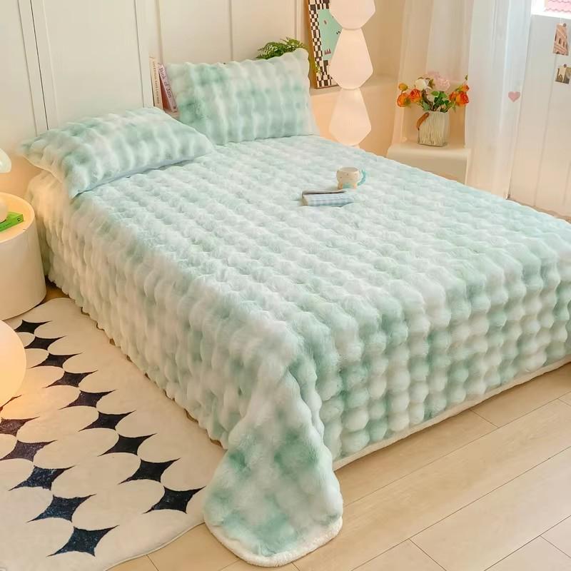 1pc Plaid Flannel Blanket Sheet Warm Soft Cozy Throw Blanket Sofa Bed Room Office Nap Blanket Autumn Winter Fluffy Bubble Fleece Blanket Sheet
