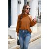 Spring and Autumn Women's Blouse Waffle Knit Corset Top Strapless Long Sleeve Top  Loose Shirt