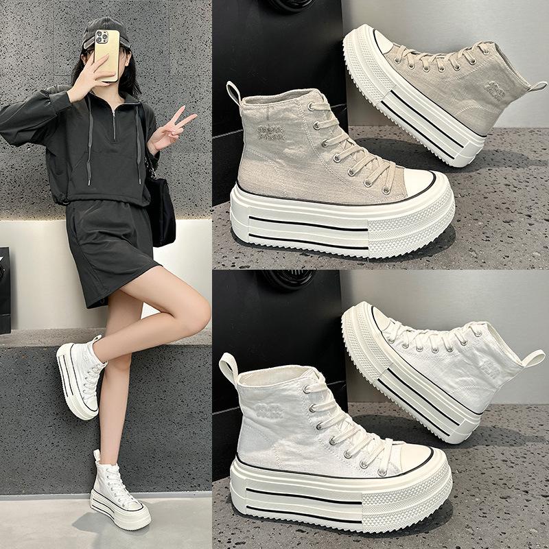 High-top canvas women's 2026 autumn new muffin platform sports and leisure board shoes