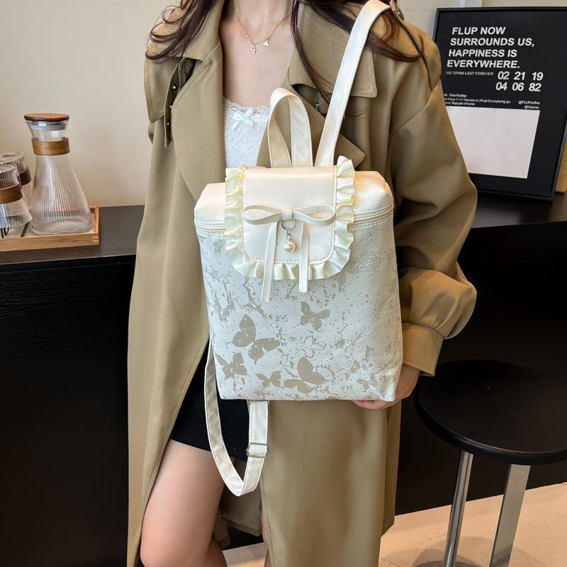 Bow Girl Backpack New Literary Small Fresh College Style Lace Small Backpack