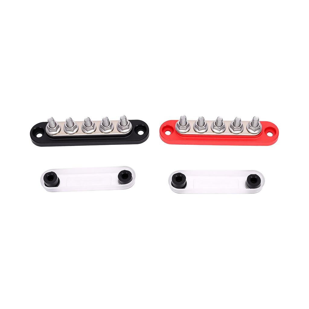 150A Power Distribution Block Metal Bus Bar Terminal Block With 1 4 Inch M6 Studs and Cover Plate for Boat Automotive