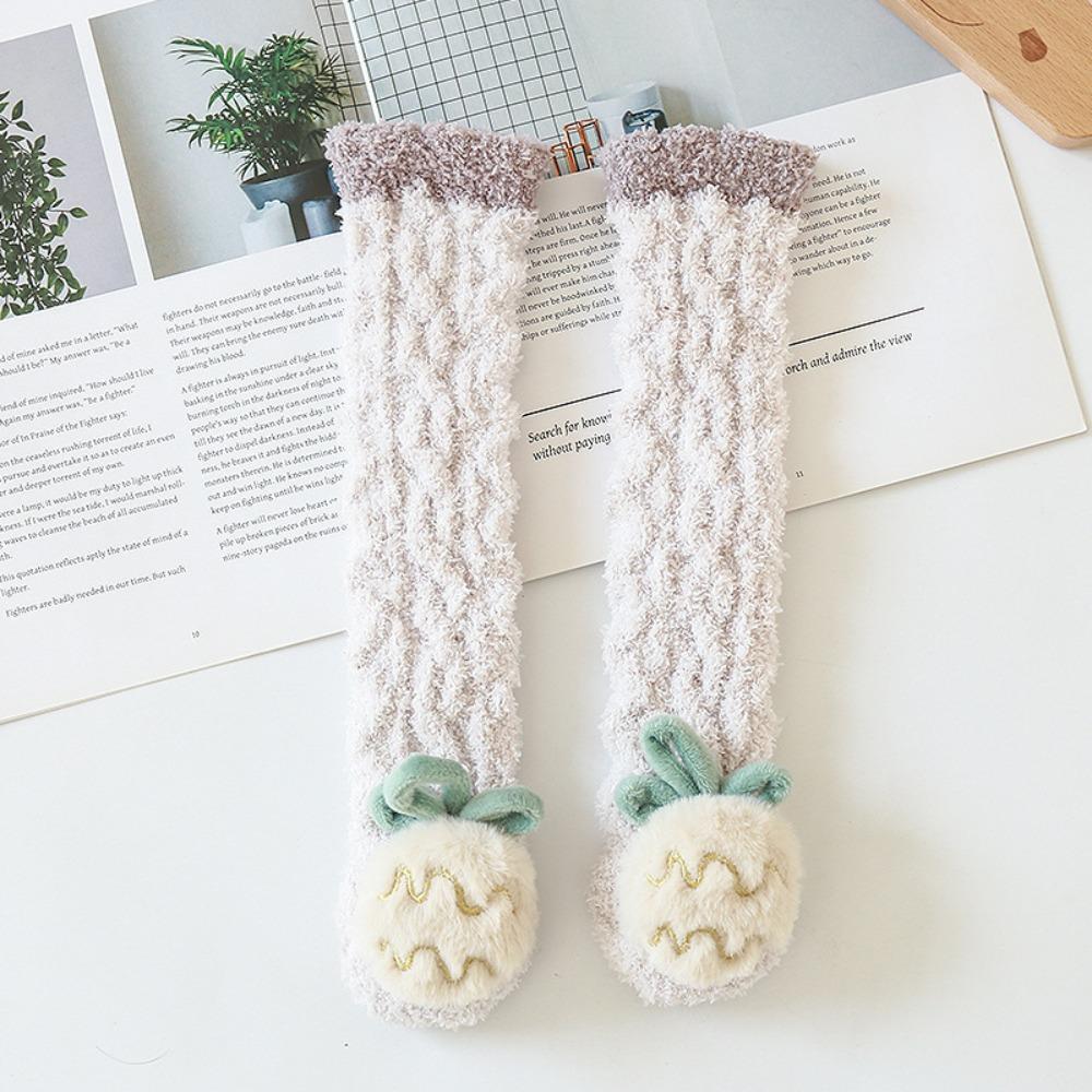 Soft Newborn Knee High Socks Fuzzy Infant Winter Stockings Coral Fleece Socks 0-3 Years Old