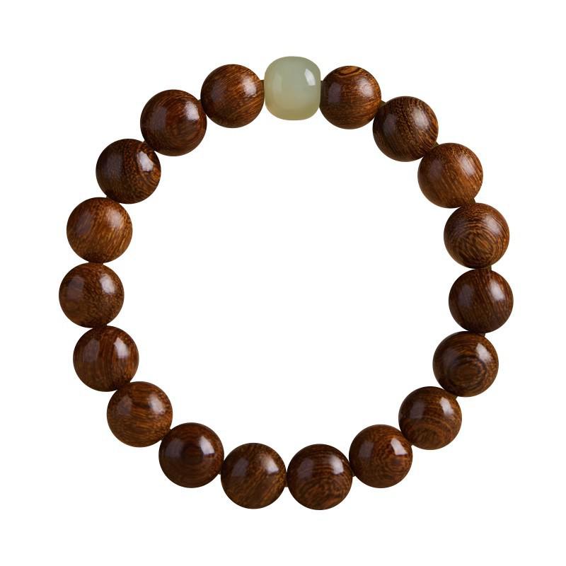 Golden Sandalwood Prayer Beads - Natural Wooden Hand String for Men & Women, Retro Tide Design, Scenic Area Gift.