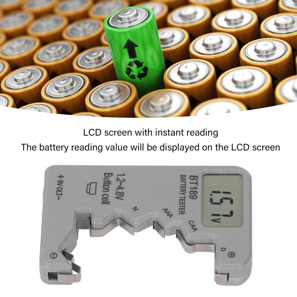 Digital Battery Tester Battery Checker for AA N 9V 1.5V 3V Cell Batteries with LCD Display and Voltage Indicator