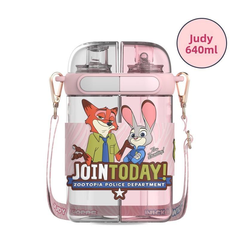 Zootopia Nick And Judy Plastic Straw Cup With Tritan Material For Kids
