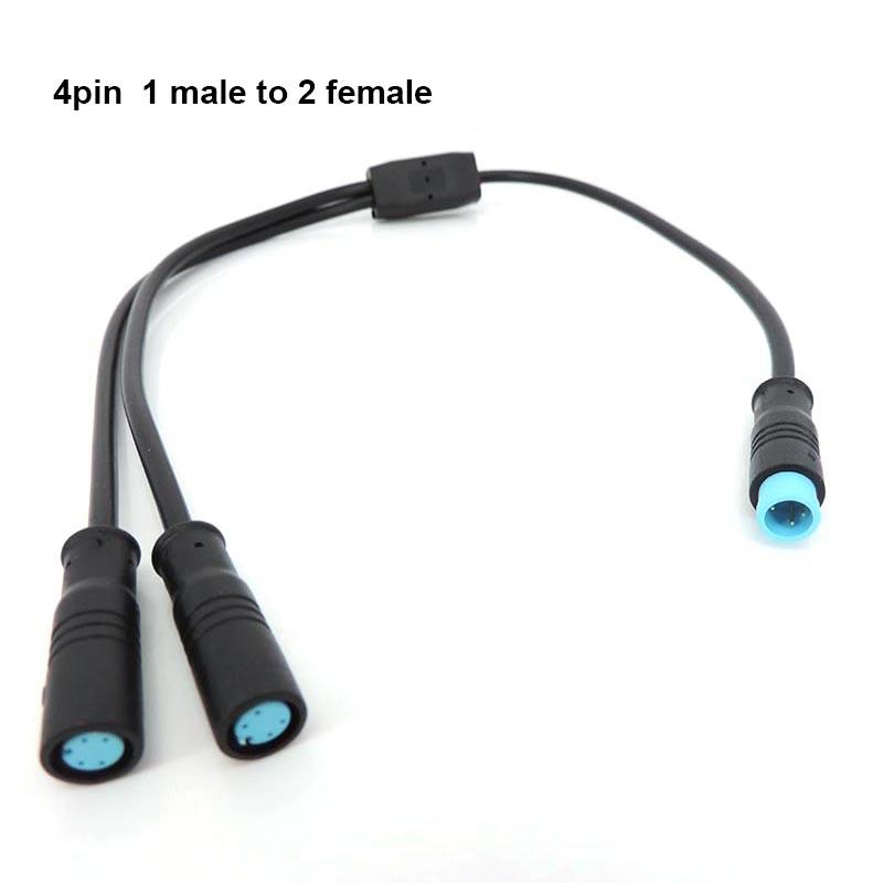 M8 Julet Waterproof 1 Male To 2 Female 2/3/4/5/6 Pin Ebike DC Splitter Sensor Connector Cable Electric Bicycle Butt Joint Plug