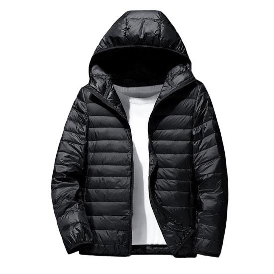 

Мужское хлопковое пальто с капюшоном, однотонная стеганая куртка с длинным рукавом, однотонная молния XXXL чёрный