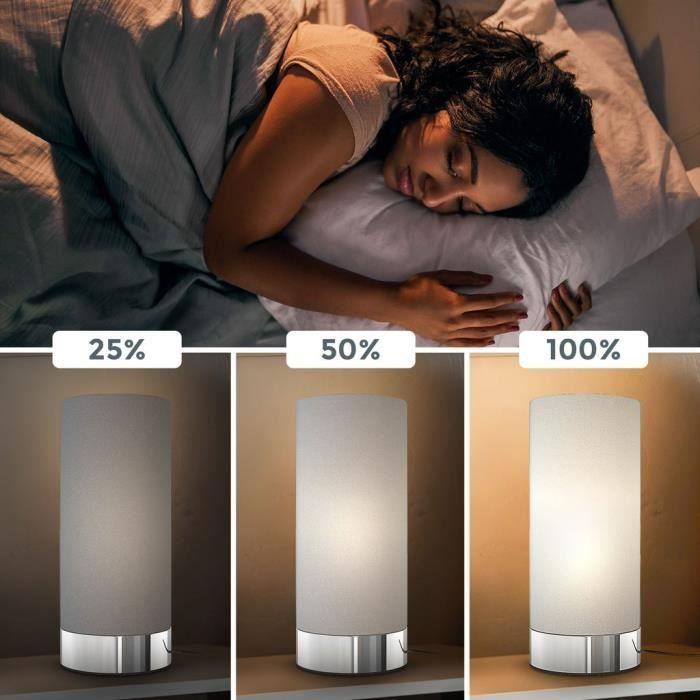 Lampe de table - B.K.Licht - Tissu gris - Fonction tactile - 3 niveaux de gradation - E14
