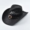 Cappello di Paglia Estivo in Stile Western per Donna, Cappello da Sole da Spiaggia Esterno Intrecciato, Adatto per Eventi a Tema Western, Festival Musicali
