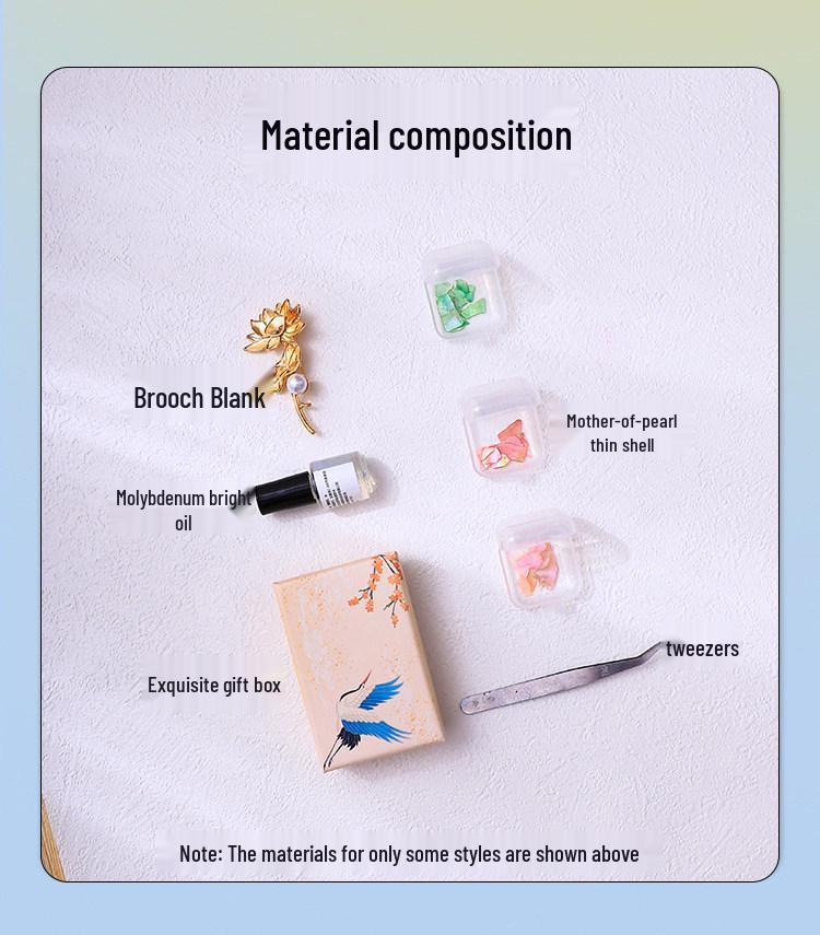 Mother-of-Pearl DIY Brooch Kit - Intangible Cultural Heritage Craft for Teacher's Day