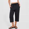 Women’s Cropped Wide Leg Pants with Elastic Waist Drawstring and Patch Pockets Casual Loose Fit Capris Trousers