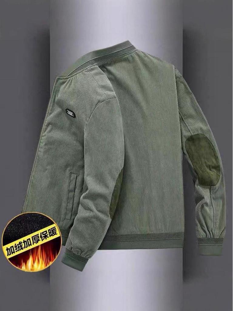 Men's Winter Corduroy Baseball Collar Jacket - Retro, Casual, Loose Fit, Plus Velvet Thickened