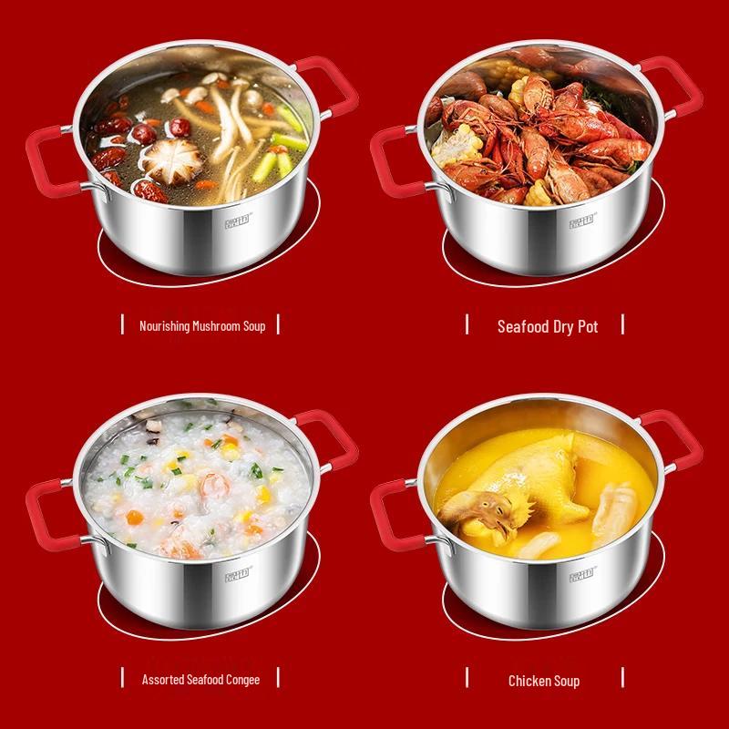 Pin Ye 24cm Jiangshan Red 304 Stainless Steel Deep Soup Pot