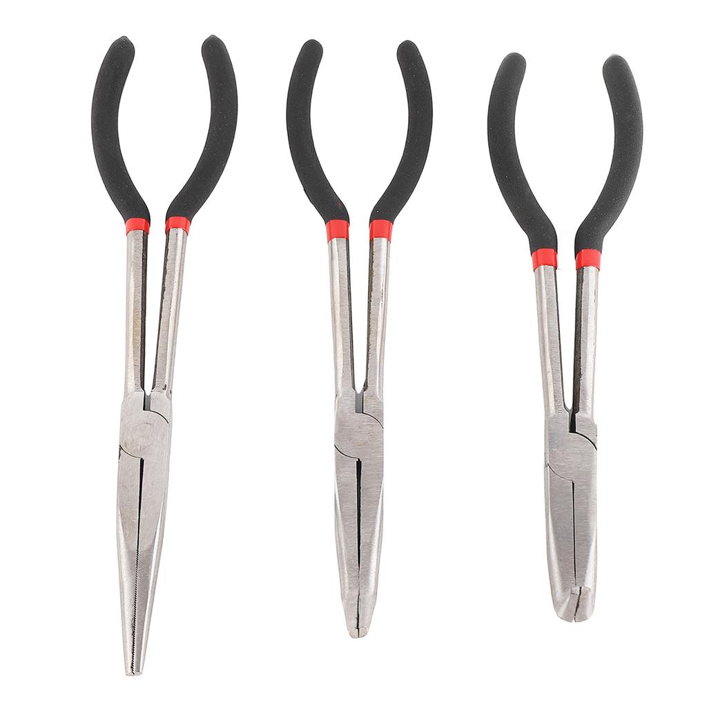 3 Stück Spitzzange 11 Zoll Stahl Verlängert Gerade 45 Grad 90 Grad Langnasenzange