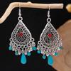 Bohemian Fringed Turquoise Earrings, Retro Minority Style Earrings, Personalized Temperament Earrings.