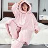 Women's Thickened Flannel Pajama Set - Coral Fleece Long Robe for Autumn/Winter