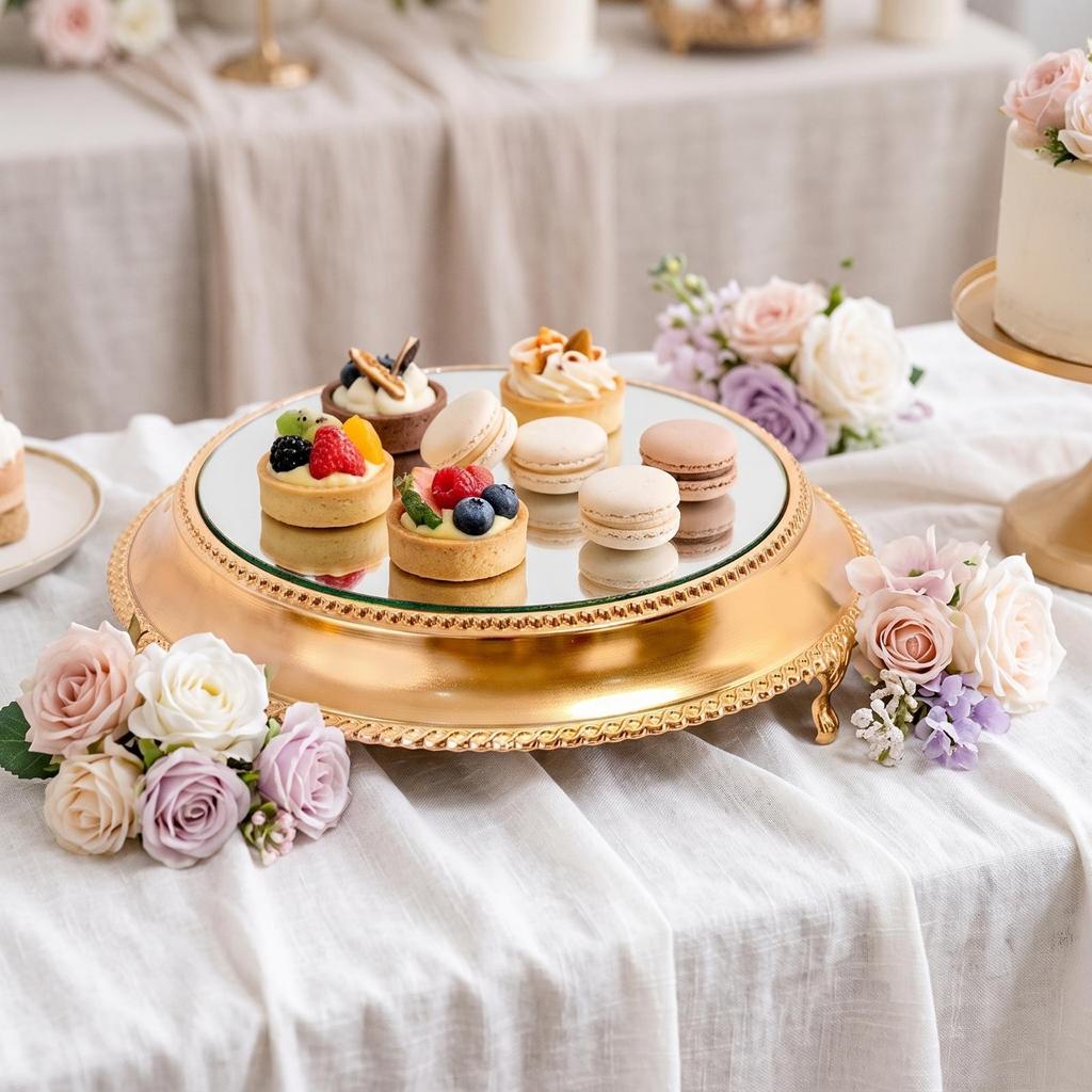 Kuchenständer mit Spiegelplatte Metall-Gebäckplatte Elegant