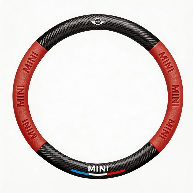 

Carbon Fiber Car Steering Wheel Cover Leather Accessories For MINI JCW Cabrio Cooper Countryman Aceman Clubman Coupe Paceman