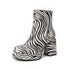 High Heel Platform Women Boots Fashion Leopard Zebra-stripe Punk Style Shoes Woman Custom Winter Women's Ankle Booties WSH4929
