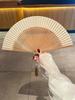 Traditional Chinese-Style Folding Fan, Plain Color, Suitable for Hanfu and Cheongsam, Portable New Chinese-Style Bamboo Fan, Gift