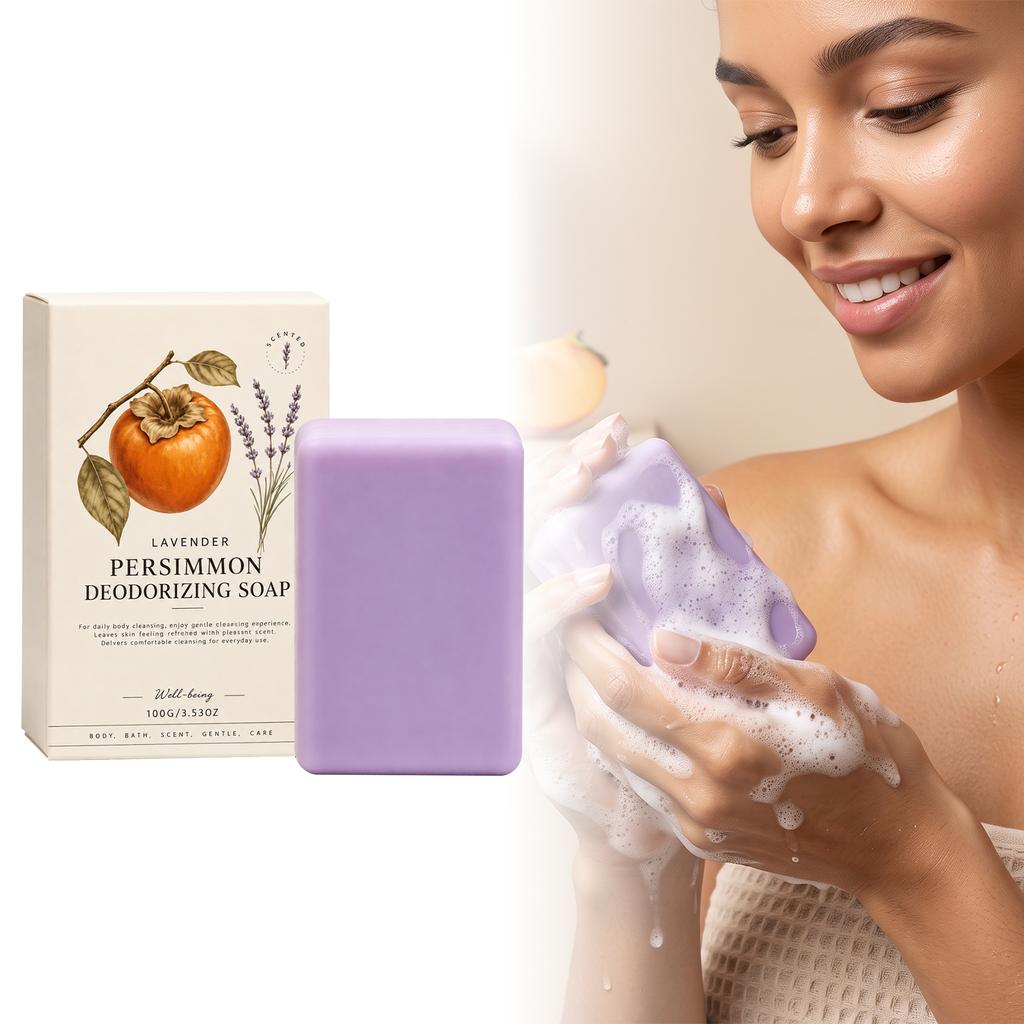 Persimmon Purifying Bath Soap Nourishes the Skin, Provides a Refreshing Feeling, and Produces Dense Foam for Daily Care and Bathing