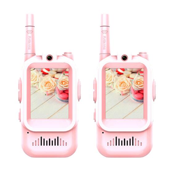 1 Set Kids Video Interphone Toy with Voice Changer Rechargeable Long Range Handheld Wireless Intercom Indoor Outdoor Boys Girls 2-Way Radio Toy
