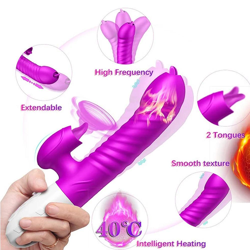 Rabbit Thrusting Vibrator for Women Heating G-Spot Vagina Vibrator Clit Stimulator Female Masturbator Adult Sex Toy for Women