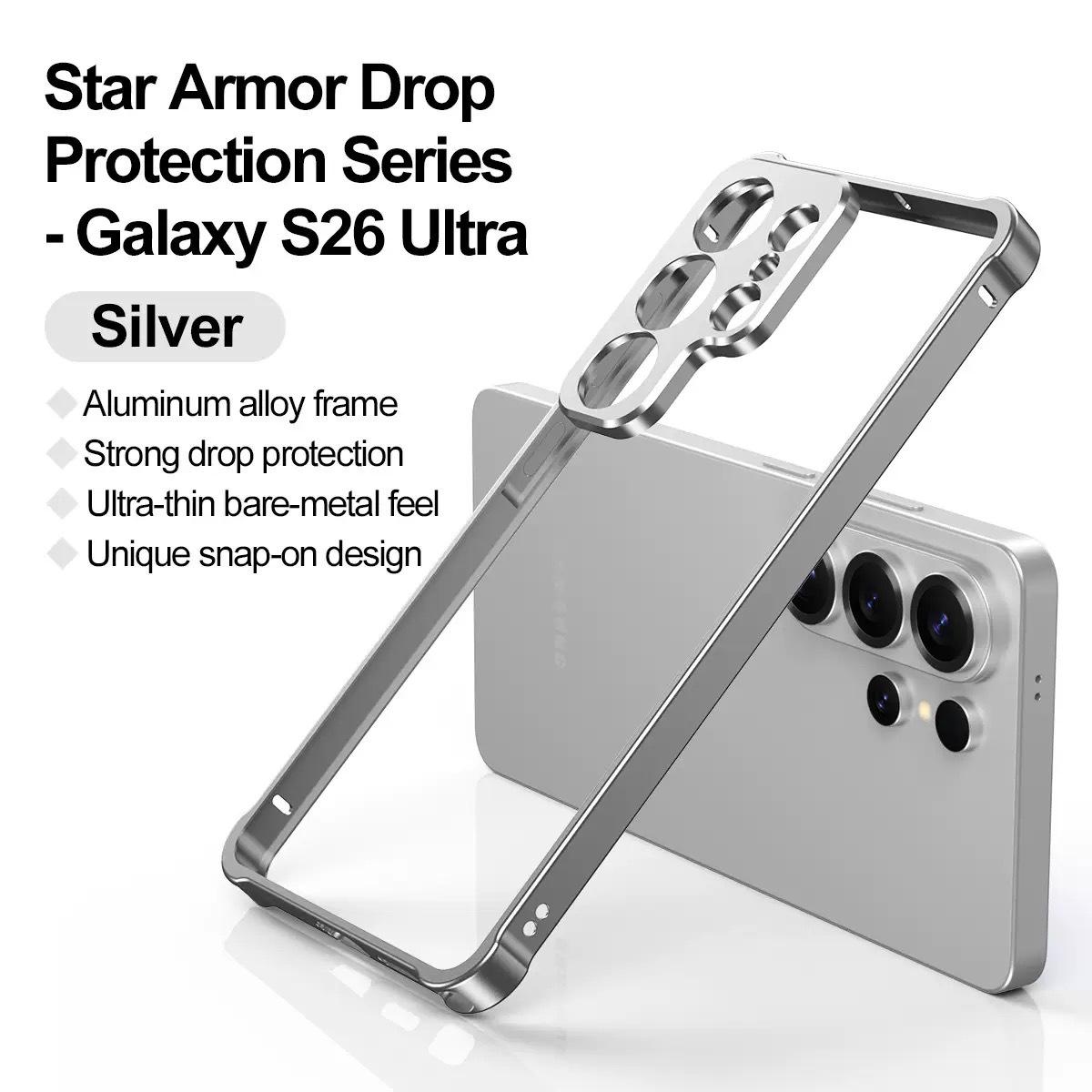 

Samsung S26 Ultra Drop-Proof Metal Frame Case with Haima Buckle - Protective Cover for S26+ S26 Ultra
