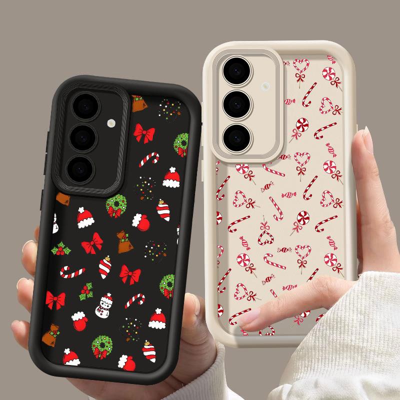 Christmas Theme Cane Picture S25FE Phone Case For Samsung Galaxy S25 S24 S23 S22 S21 S20 FE Ultra Plus Note 20 Shockproof Cover