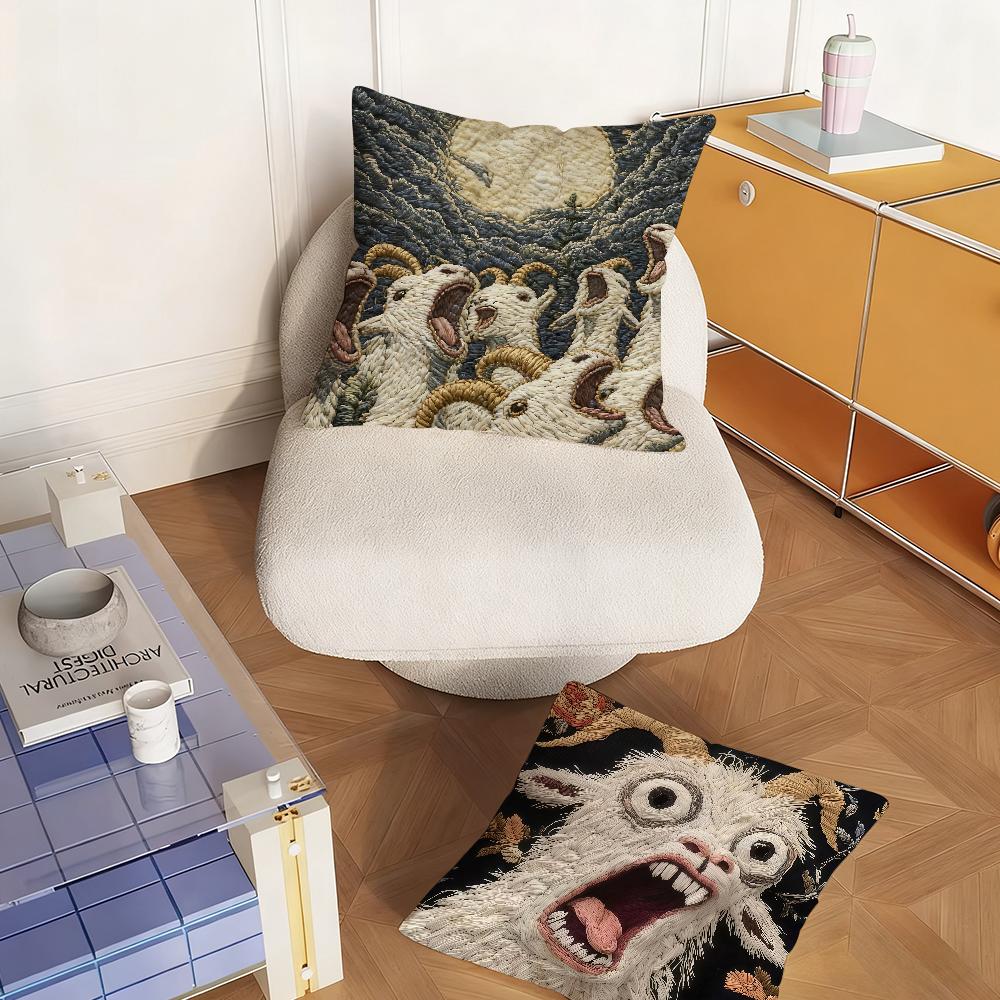 Ghost Goat Face Fun Pillow Case Sofa Living Room Bedroom Headboard Backrest Square Cushion Nap Time