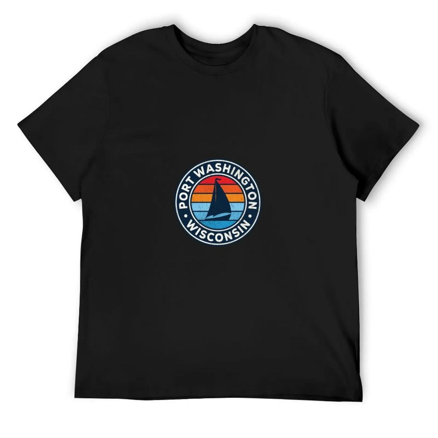 Port Washington Wisconsin WI Vintage Sailboat Retro 70s T-Shirt S