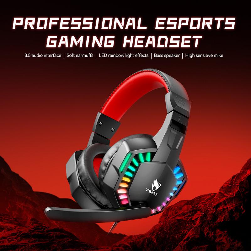 Ergonomically Designed Wired Over Ear Game Headphones with Mic & RGB Stereo Gaming Headphones Noise Cancelling USB 3.5mm Jack